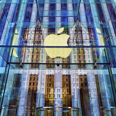 Mammals Photos - Apple Store and Plaza Hotel Reflection by Mitch Cat