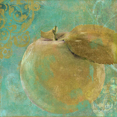 Wine Royalty Free Images - Aqua Fruit Peach Royalty-Free Image by Mindy Sommers