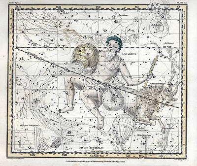 Beach Photo Rights Managed Images - Aquarius And Capricornus, Zodiac, 1822 Royalty-Free Image by U.S. Naval Observatory Library