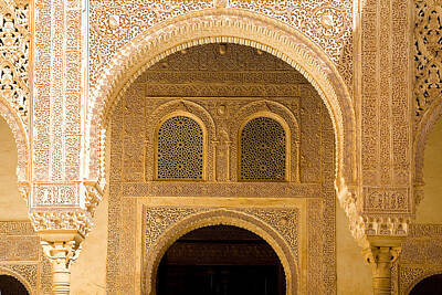 Jacob Kuch Vintage Art On Dictionary Paper Rights Managed Images - Arabesque ornamental designs at the Casa Real in the Nasrid Palaces at the Alhambra Royalty-Free Image by Mal Bray