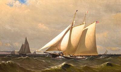 Landmarks Paintings - Archibald Cary Smith American 1837 1911 New York Yacht Club Schooner CLIO by Archibald Cary Smith American