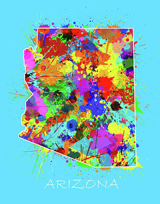 Royalty-Free and Rights-Managed Images - Arizona Map Color Splatter 2 by Bekim M
