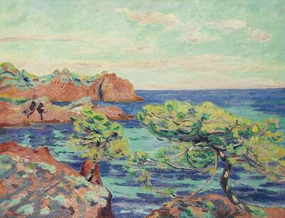 Vintage State Flags - Armand Guillaumin 1841   1927 THE TRAYAS rocky coast by Armand Guillaumin