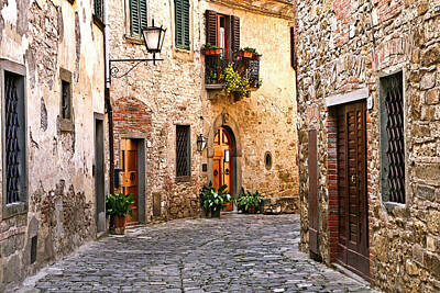 Lilies Royalty-Free and Rights-Managed Images - Around the Corner Montefioralle Tuscany Italy by Lily Malor