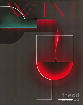 Wine Paintings - Art Deco Red Wine by Mindy Sommers