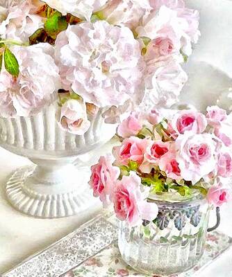 Florals Royalty-Free and Rights-Managed Images - Art Floral Bouquet Table Setting by Catherine Lott