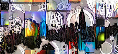 Abstract Skyline Digital Art - Art Manhattan by Bruce Rolff