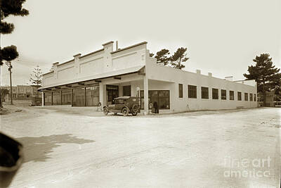 Featured Tapestry Designs - Associated gas station in the Holman Gartage building Circa 1923 by Monterey County Historical Society