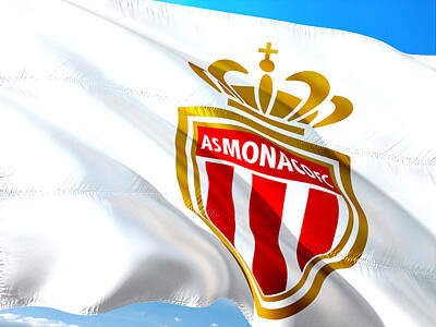 Football Mixed Media - Association Sportive de Monaco Football Club Flag by VRL Arts