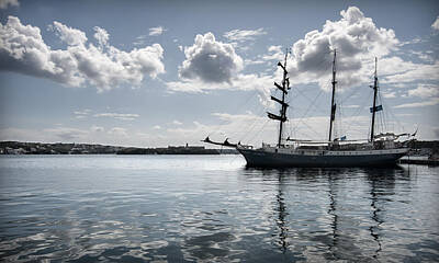 Cowboy - Atlantis - A Three Masts Vessel In Port Mahon Crystaline Water by Pedro Cardona Llambias