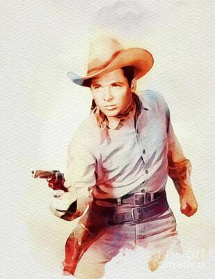 Celebrities Royalty-Free and Rights-Managed Images - Audie Murphy, Movie Star and War Hero by Esoterica Art Agency