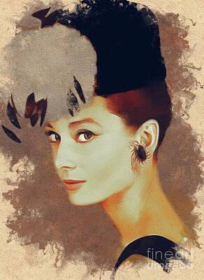 Actors Paintings - Audrey Hepburn, Hollywood Legends by Esoterica Art Agency