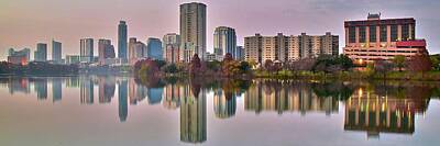 Skylines Royalty Free Images - Austin Texas Colorful Pano Royalty-Free Image by Frozen in Time Fine Art Photography