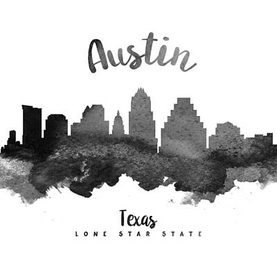 Skylines Paintings - Austin Texas Skyline 18 by Aged Pixel