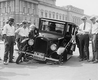 Cities Royalty-Free and Rights-Managed Images - Automobile Wreck - Washington D.C. - 1923 by War Is Hell Store