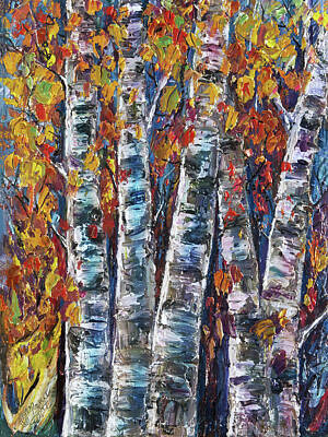 Mannequin Dresses Royalty Free Images - Autumn Aspen Trees with palette knife Royalty-Free Image by OLena Art