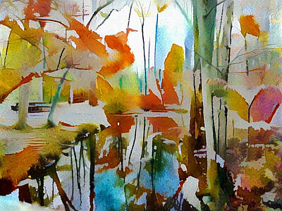Impressionism Digital Art Royalty Free Images - Autumn Forest Royalty-Free Image by Bruce Rolff