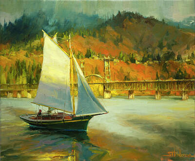 Impressionism Paintings - Autumn Sail by Steve Henderson