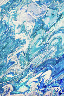 Cubism Food Art - Azure Transfusions of Ocean Waves Fragment 2 by Jenny Rainbow