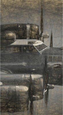 Palm Trees Rights Managed Images - B-17G in Triptych No 2 Royalty-Free Image by Tommy Anderson