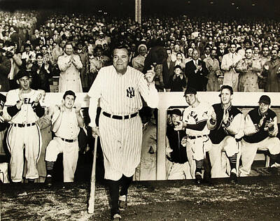 Athletes Royalty-Free and Rights-Managed Images - Babe Ruth Day June 13, 1948 at Yankee Stadium by Doc Braham