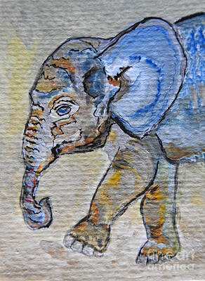 Beach Days - Baby Blue Elephant painting prints by Ella Kaye Dickey