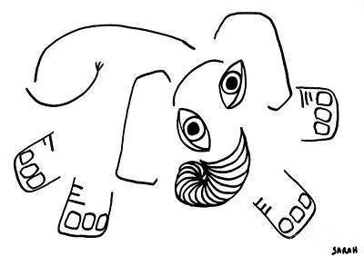 Animals Drawings - Baby Elephant by Sarah Loft