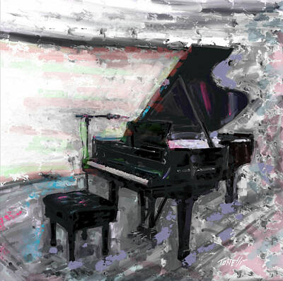 Musicians Mixed Media - Piano Music, Baby Grand by Mark Tonelli