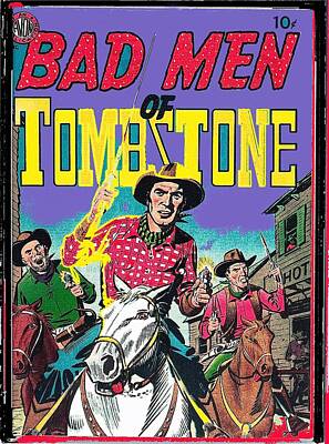 Comics Photos - Bad Men of Tombstone comic book cover c.1950-2015 by David Lee Guss