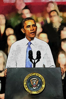 Politicians Digital Art Royalty Free Images - Barack Obama Royalty-Free Image by Kai Saarto