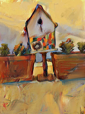 Still Life Mixed Media Rights Managed Images - Barbs Bird House Royalty-Free Image by Russell Pierce