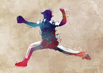 Baseball Digital Art - Baseball Player Art 8 by Justyna Jaszke JBJart