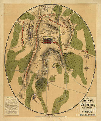 Wine Glass - Battle Of Gettysburg Map by Frederick Holiday