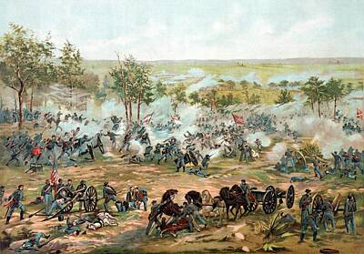 Landmarks Painting Royalty Free Images - Battle of Gettysburg Royalty-Free Image by War Is Hell Store