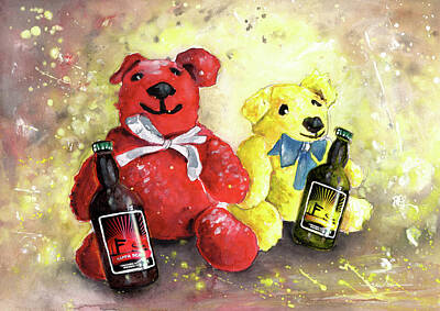 Beer Paintings - Bears And Beers From Reeth by Miki De Goodaboom