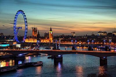 London Skyline Royalty-Free and Rights-Managed Images - Beautiful landscape image of the London skyline at night looking by Matthew Gibson
