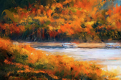 Impressionism Royalty-Free and Rights-Managed Images - Beaver Lake Impressionist - Beaver Lake Art by Lourry Legarde
