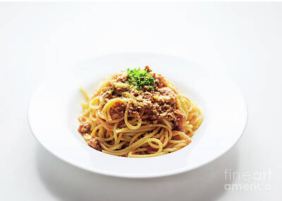 Peacock Feathers - Beef Spaghetti Bolognese Bolognaise Famous Italian Pasta Food by JM Travel Photography