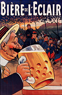Beer Photos - Beer- Soldiers - Old Poster - Vintage - Wall Art - Art Print - Drinker by ArtBeOk Com
