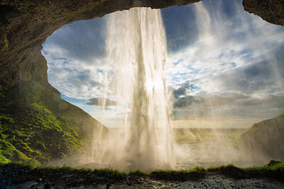 Vintage Chevrolet - Behind the waterfall Seljalandsfoss Iceland by Matthias Hauser