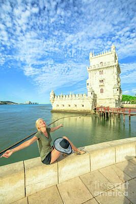 Cities Rights Managed Images - Belem Tower enjoying Royalty-Free Image by Benny Marty