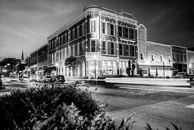 Recently Sold - Landmarks Photo Royalty Free Images - Bentonville Arkansas Cityscape - Black and White Royalty-Free Image by Gregory Ballos
