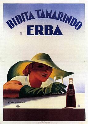 Food And Beverage Mixed Media Rights Managed Images - Bibita Tamarindo - Erba - Vintage Drink Advertising Poster Royalty-Free Image by Studio Grafiikka