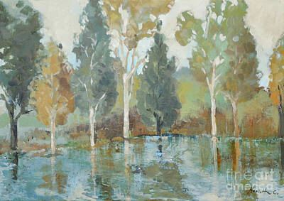 Staff Picks - Birch trees on the lake by Marietta Cohen