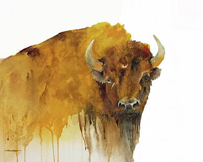 Abstract Male Faces - Bison by Maureen Moore