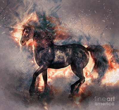 Mans Best Friend Rights Managed Images - Fire Elemental Unicorn Royalty-Free Image by Elle Arden Walby