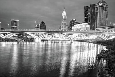 Royalty-Free and Rights-Managed Images - Black and White Columbus Skyline at Dusk by Gregory Ballos