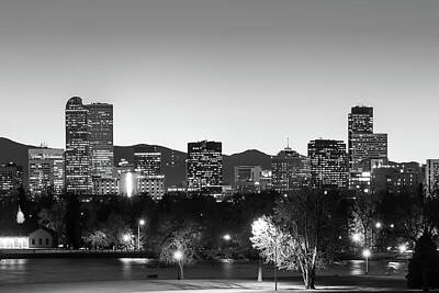 Royalty-Free and Rights-Managed Images - Black and White Denver Colorado Skyline by Gregory Ballos