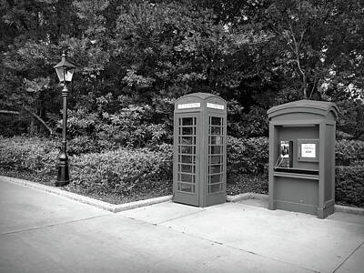Tribal Animal Print Illustrations - Black and White Telephone Booth by Aimee L Maher ALM GALLERY