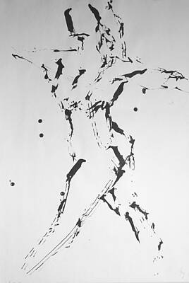 Farmhouse Rights Managed Images - Black And White Twig Painting Of A Female Nude Royalty-Free Image by Mike Jory